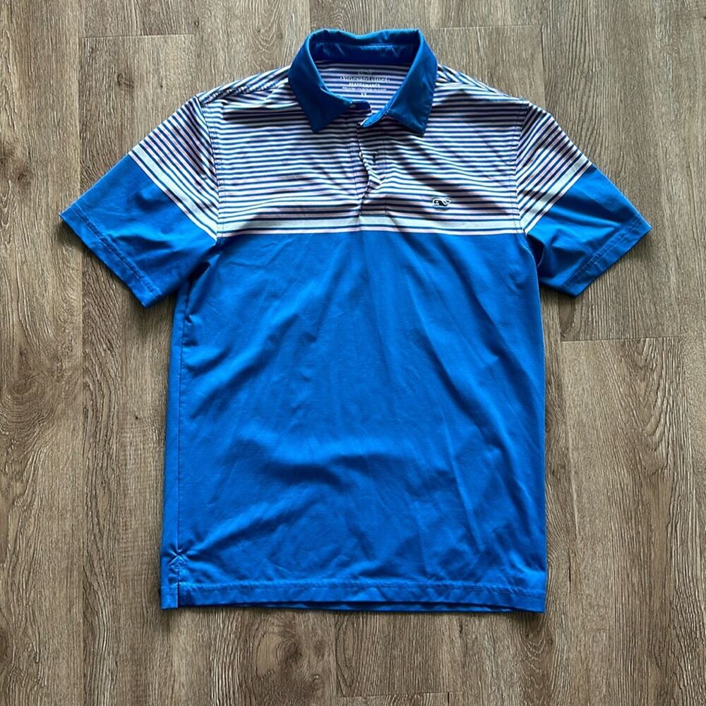 Vineyard Vines Performance Short Sleeve Polo Striped Size XS Golf